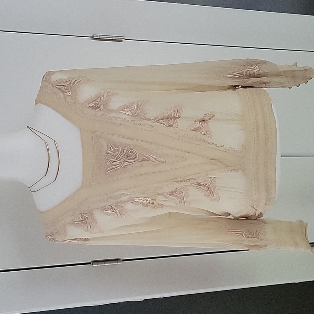 Anthropologie Leifsdottir Embroidered Sheer Blouse